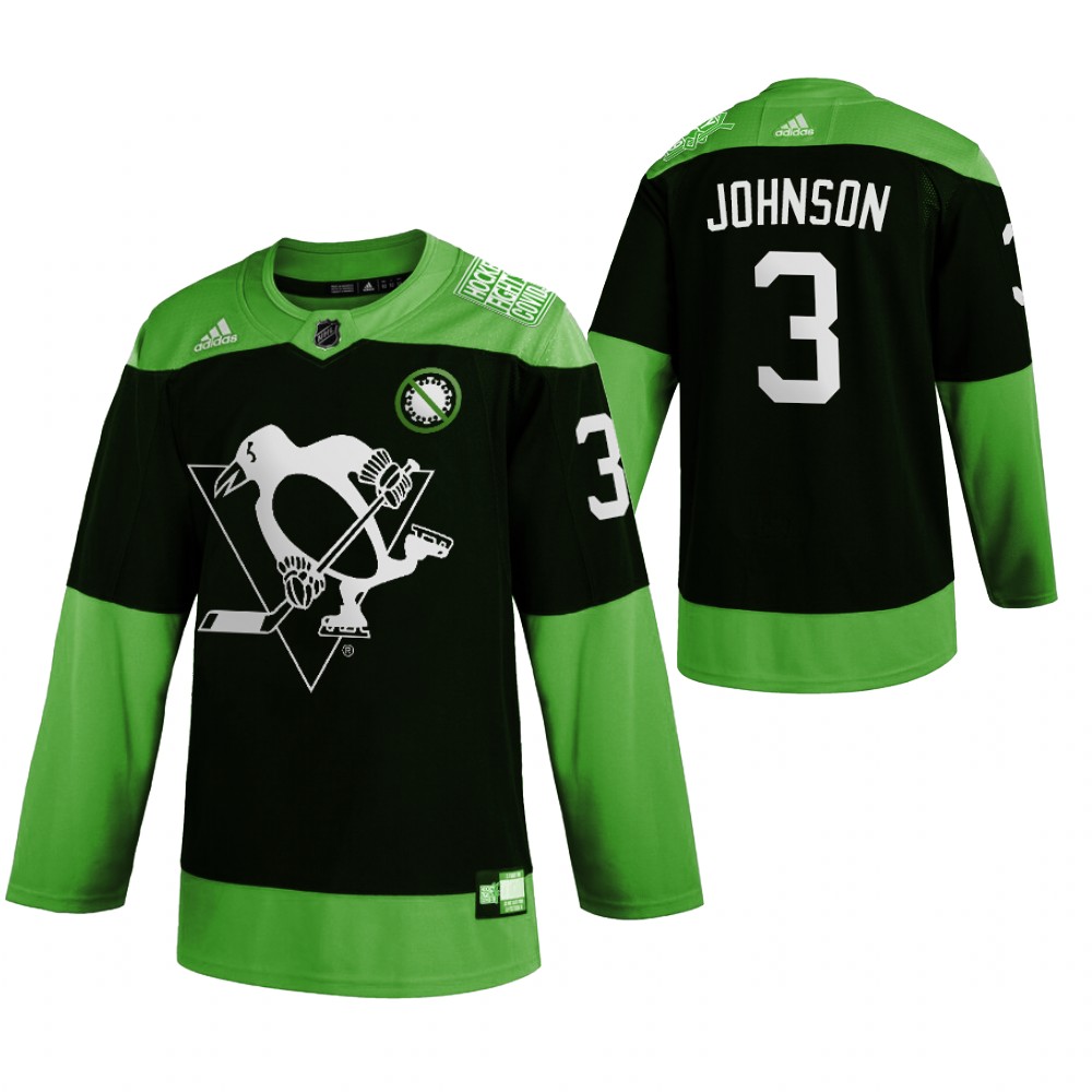 Pittsburgh Penguins #3 Jack Johnson Men Adidas Green Hockey Fight nCoV Limited NHL Jersey